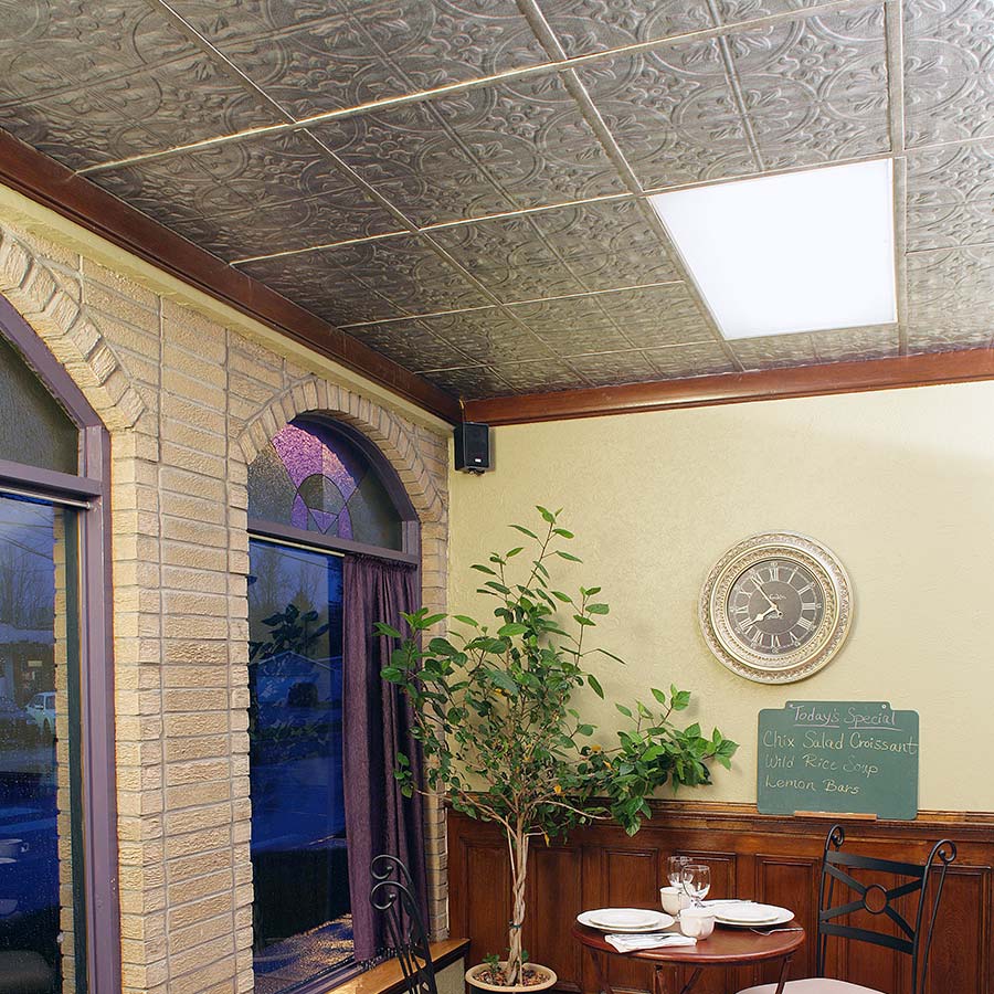 Traditional 2 ceiling in Crosshatch Silver
