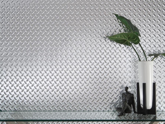 Diamond Plate wall panel in Brushed Aluminum