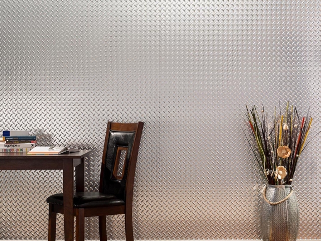 Diamond Plate wall panel in Brushed Aluminum