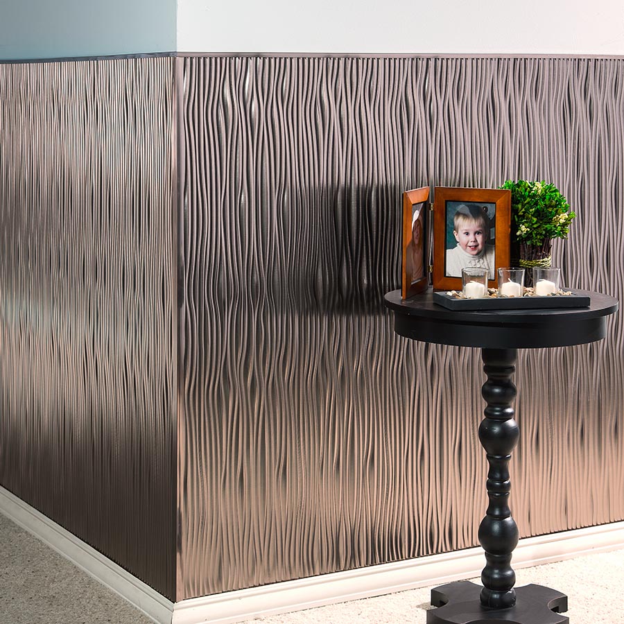 Waves wall panel in Brushed Nickel